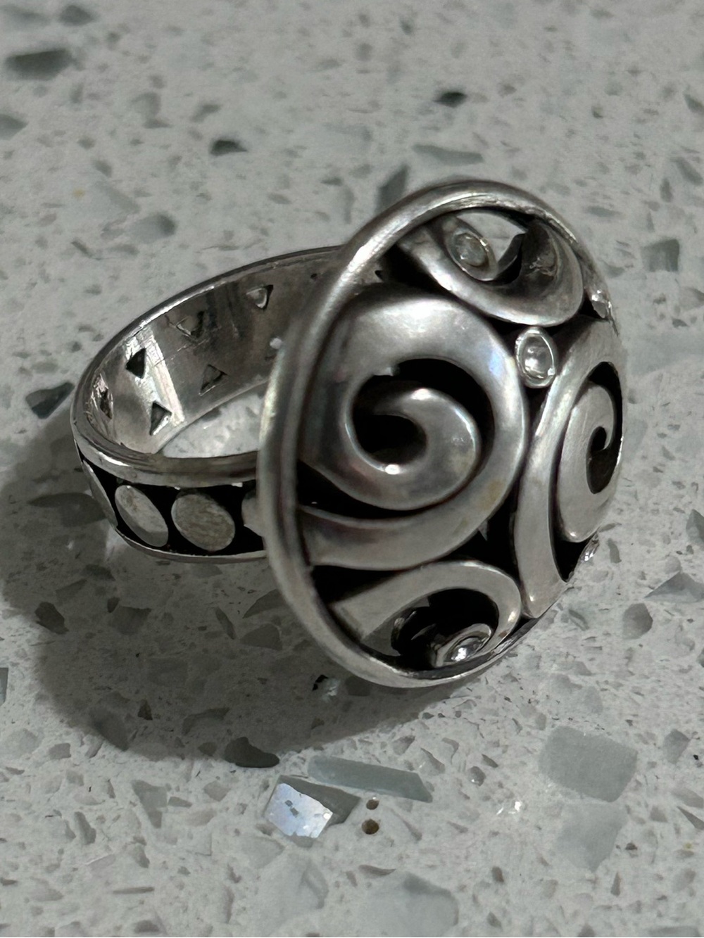 Brighton London Groove Silver Swirl Disc Ring - Size 9